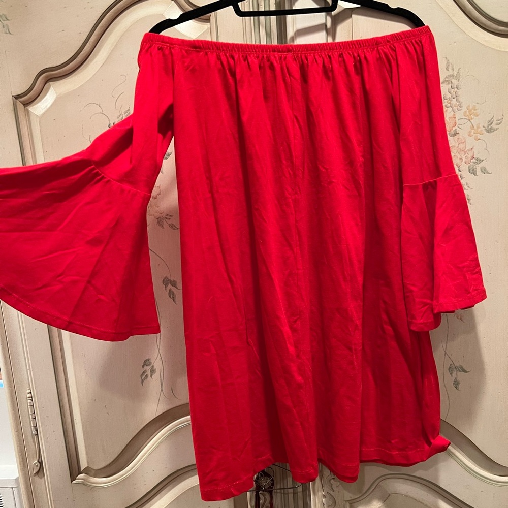ASOS red boho off shoulder dress